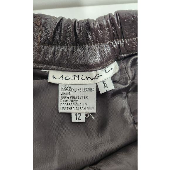 Vintage Mattina T Brown Genuine Leather Patchwork Mob Wife Midi Skirt, Size 12 - Picture 6 of 12